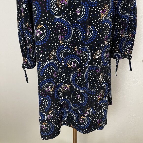 Anthropologie Maeve Dress Size 16W Long Sleeve Black V-Neck Pattern Knee Length - Picture 3 of 12